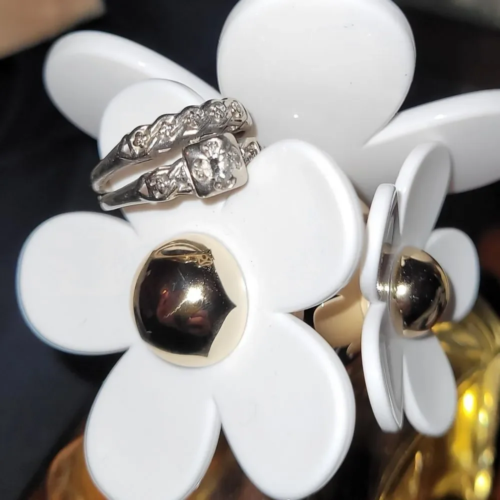 Antique Diamond Wedding Engagement Ring Set